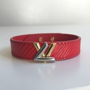 Louis Vuitton New Red Leather Twist Bracelet